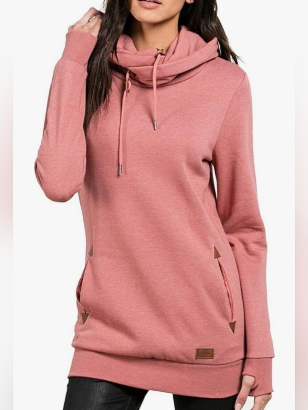 Volcom Hoodie High Neck Cowl Earth Tone  Pink Womems